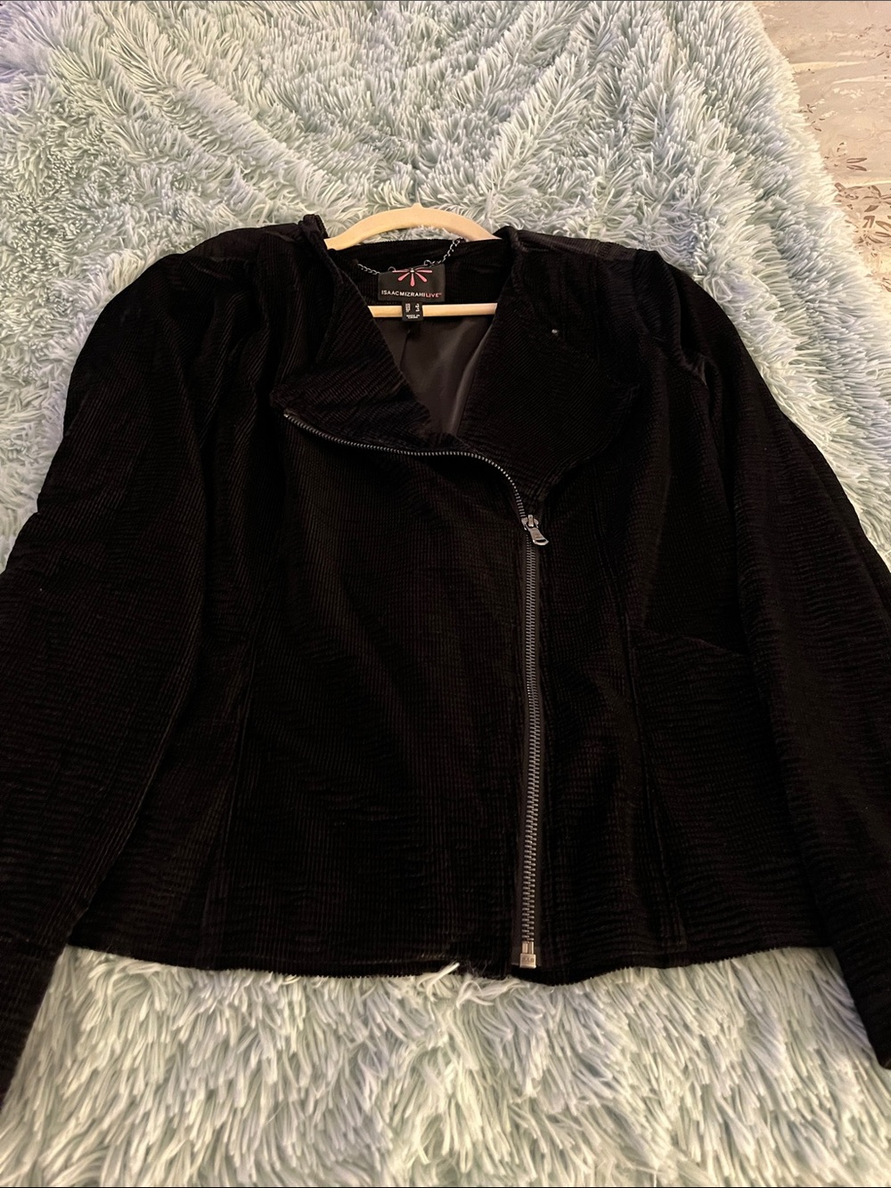 ISAAC MIZRAHI LIVE NEW S BLACK  CORDUROY MOTO JACKET STUNNING